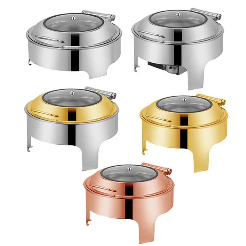 Горячая распродажа, круглая Золотая тарелка из нержавеющей стали для жарки, набор для жарки блюд для подачи в отель