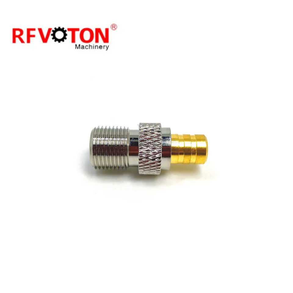 Brass Material SMB female to F female Straight RF Connector Nickel Plated Coaxial Adapter details