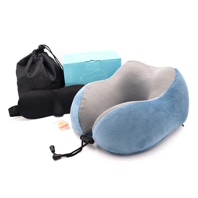 Custom Personalized Memory Foam Blue Kids Adult Airplane Neck Rest Travel Pillow