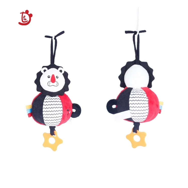 New Design Baby String Vibrating Bed Hanging Plush Toy Cartoon Animal Design Baby Stroller Hanging Plush Activity Toy
