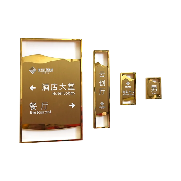 Золотая матовая вывеска из нержавеющей стали со светящимся вывеской табличка с номерами для кафе табличкой за пределами светового