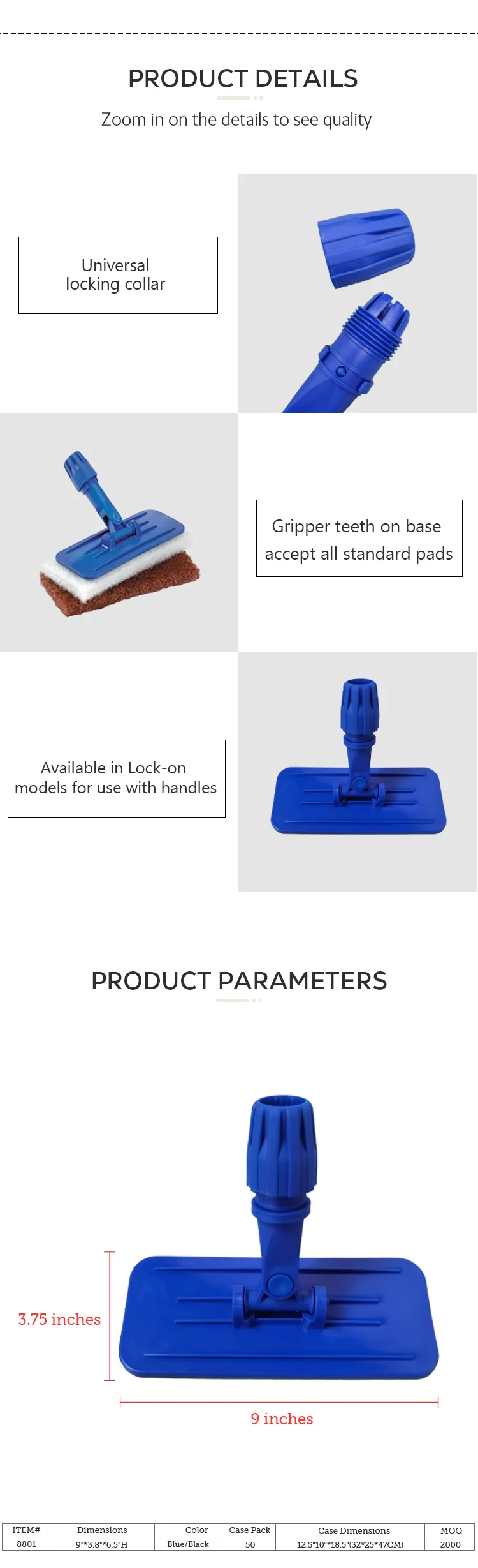 High Quality Blue Plastic Cleaning Scrubbing Pad Holder Doodlebug Pad