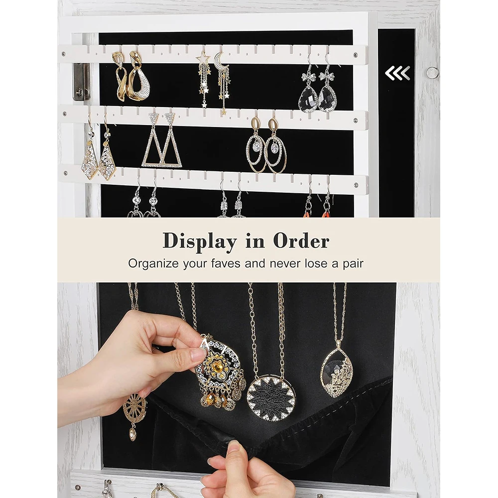360° Swivel Rotatable Full Length Mirror Standing Jewelry Cabinet with Foldable Makeup Shelf and 3 Rear Storage Racks supplier