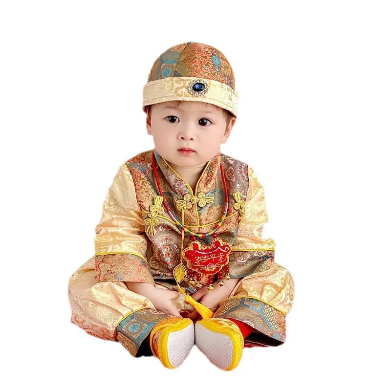Новинка праздничное платье для первого года мужчин день рождения банкет сто дней китайский костюм корона одежда поставщик с индивидуальным логотипом