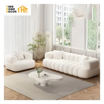 Nordic White Fabric 4 Seater Technology Cloth Sofa Living Room Three Catproof Piano Keys Caterpillar Sofa Linsy Home Furniture