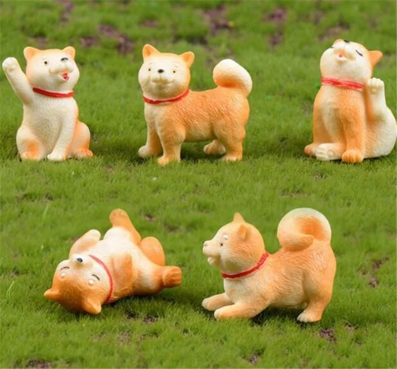 Die Hundefigur Miniatur Akita Mikro Landschaft Tierisches Modell Hündchen 