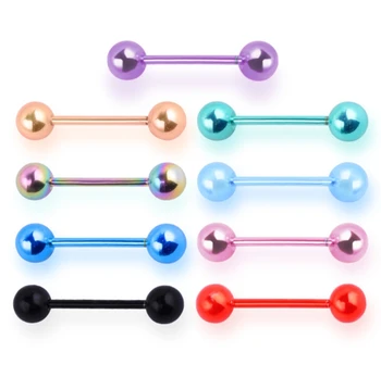 Barbell vibrating colorful stainless steel tongue rings fake industrial nail piercing charm jewelry falso kit wholesale