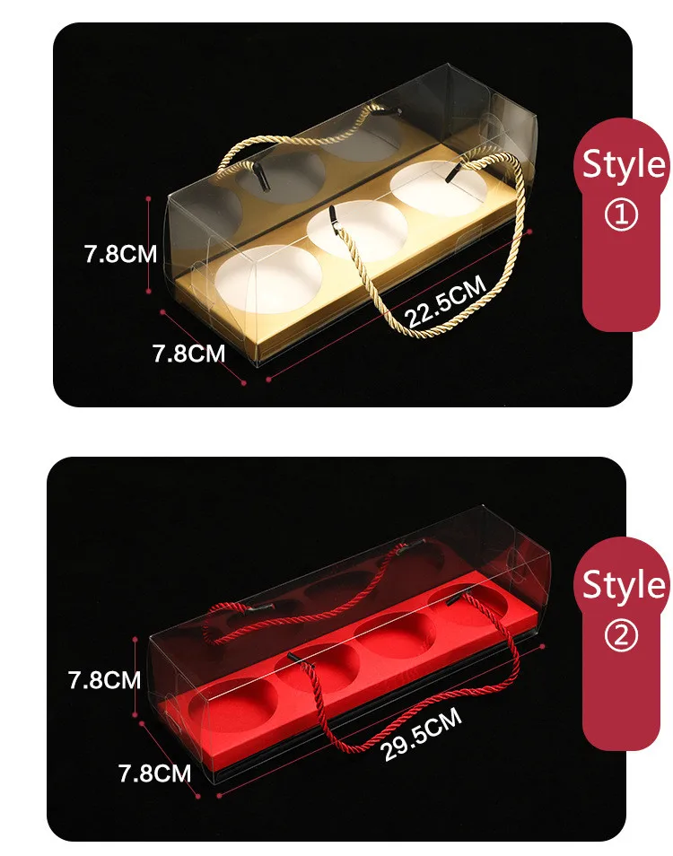Clear Cupcake Boxes Portable Pastry Packaging Box With Rope Handle And