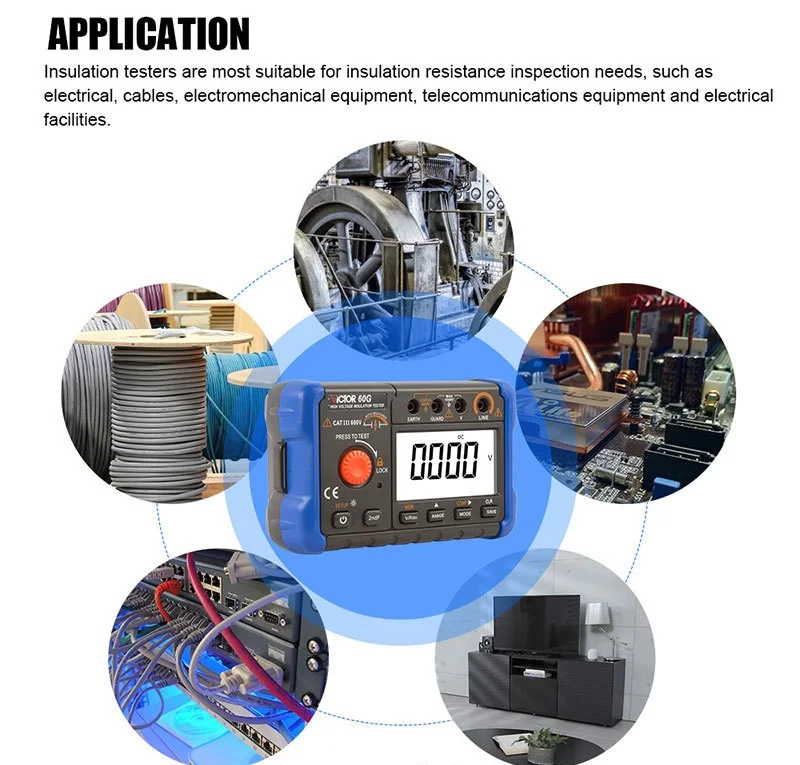 Isnulation Measuring Instruments Victor VC60G High Voltage Resistance Measuring Instrument 2500V Medidor ...