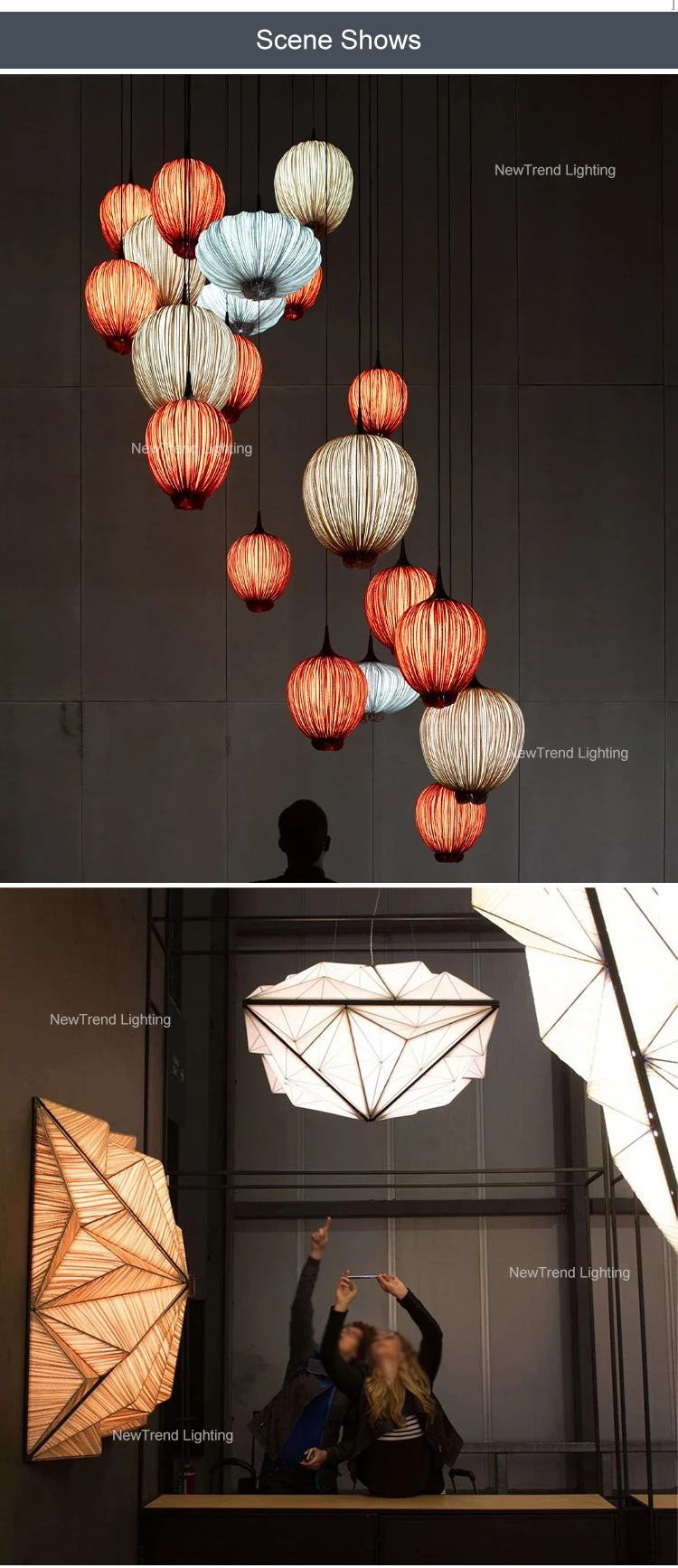 CPL-279 Modern Art Style Indoor Decoration Lighting Custom Shape Color Show Room Mall Gallery LED Chandelier factory