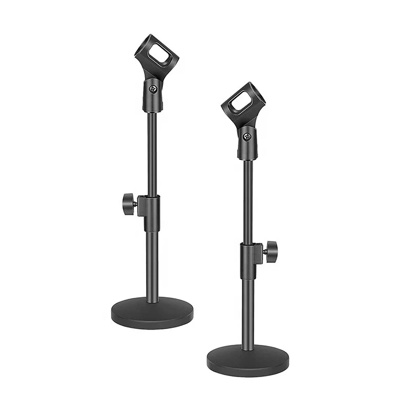color negro Soporte para micrófono de escritorio estable con base de hierro negro tornillo hembra para micrófono 