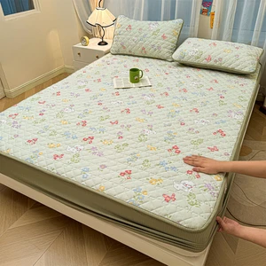 New Style Cartoon Polyester  Breathable Mattress Protector Cover Fitted Bed Sheet Set Home Use