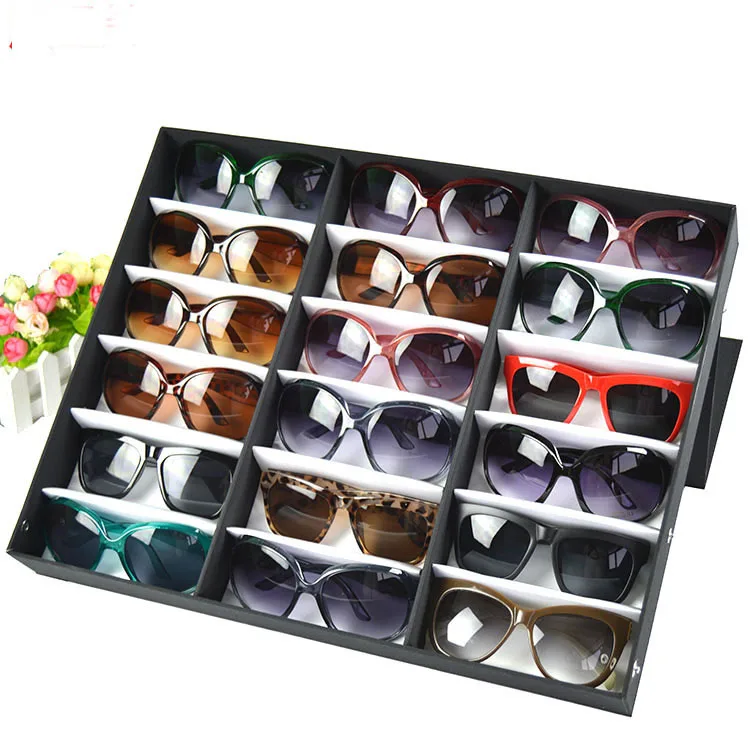 YTZ048 18slots Portable Eyeglass Sales Reps Display Storage Box Display Sunglasses Suitcase Eyewear  Carrying Bag