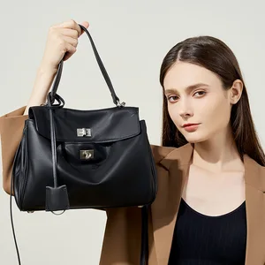 A-211 New Women's Genuine Leather Tote Bag Large Capacity Smooth Shoulder Portable Commuting Underarm Genuine Leather Woman Bag