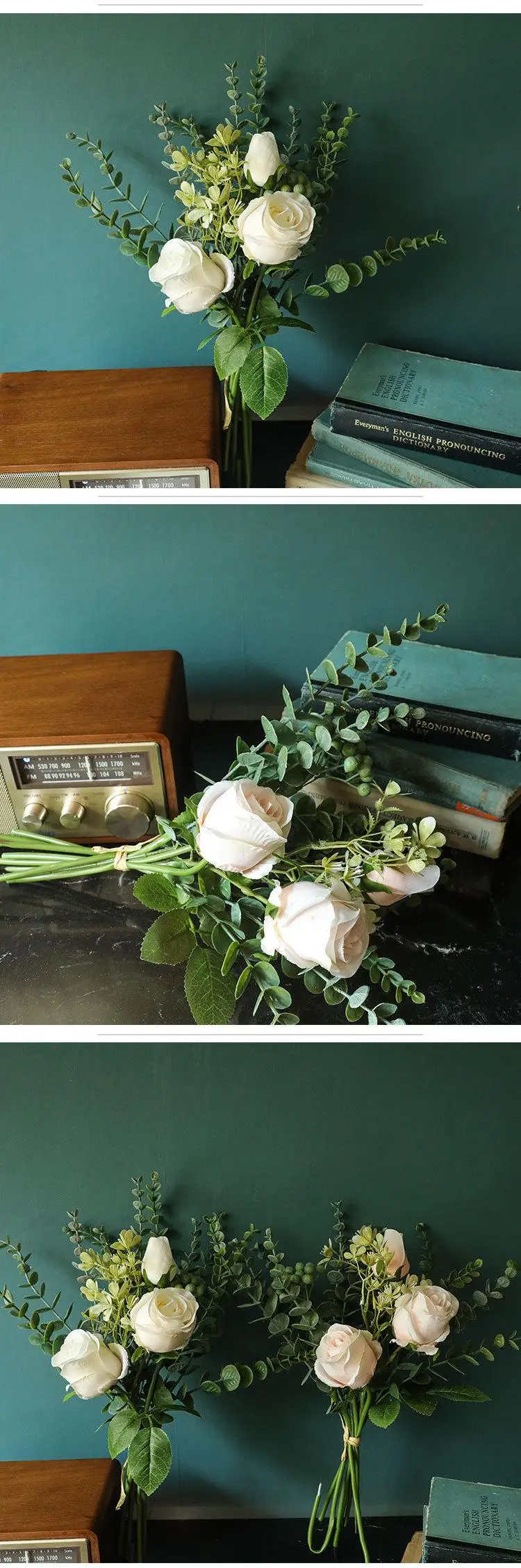 全销售工厂玫瑰人造花花束家庭婚礼装饰 Buy 人工玫瑰鲜花花束 人造花卉花束花瓶 家居婚庆装饰花卉product On Alibaba Com