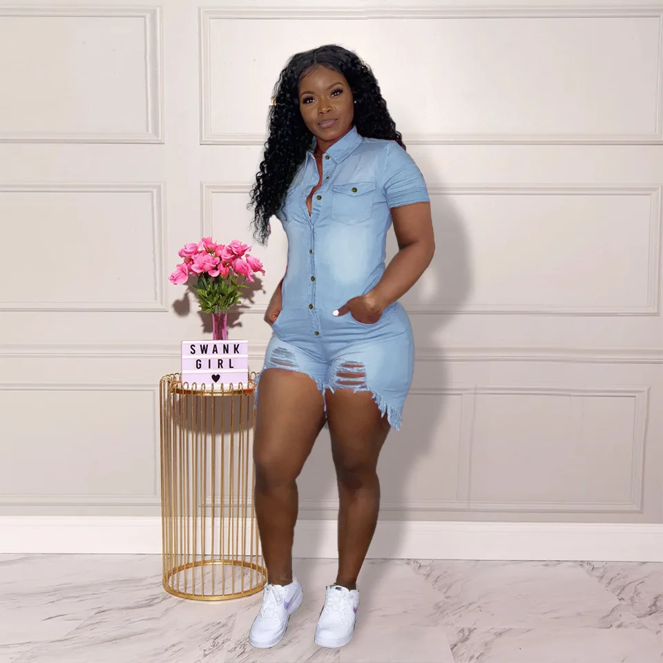 Ladies 2021 Summer Jean Romper Clothing 