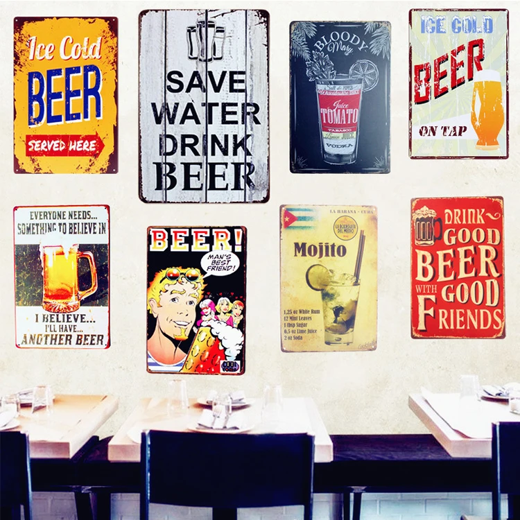Custom Metal Sign Emboss Enamel Metal Door Sign Wholesale for Bar Garage Wall Decor Retro Vintage Tin Signs
