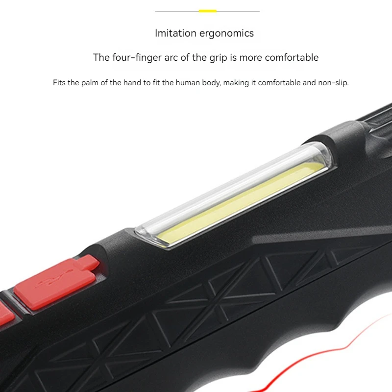 Powerful Super Bright COB Side Light LED Flashlight Portable USB Rechargeable Hand Light Waterproof Built-in Battery Torch