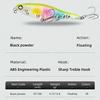 Pencil Fishing Lure, 87mm/100mm Floating Lure Micro Lure with Reinforced Treble Hooks for Topmouth Culter Bass – Pencil – view 4