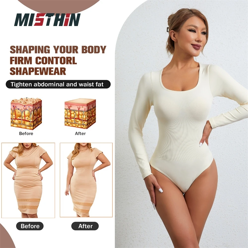 Wholesale Seamless Gym Women Long Sleeved Thong Panties Tummy Control Bodysuit Underwear Waist Trainer Shapewear Shaper manufacture