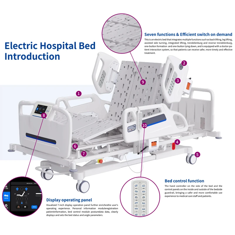 7 function adjustable medical bed for bedridden patient-58