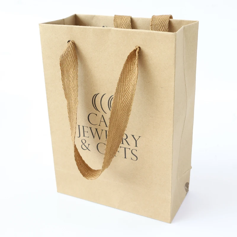 Recyclable Kraft Custom Bag RED Custom Small Size Paper Bag with logo Print Rope Handles for Shoes Packaging GIFT BAG