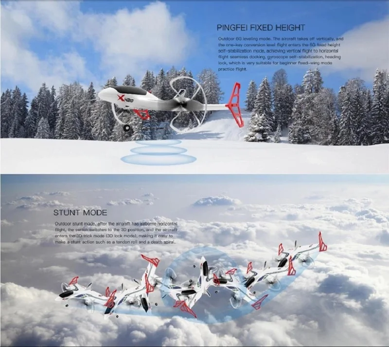 Xueren WLtoys XK X420 2.4G 6CH RC Quadcopter Brushless RC Glider Fixed Wing RC Airplane Aircraft RTF With Kid's Toys