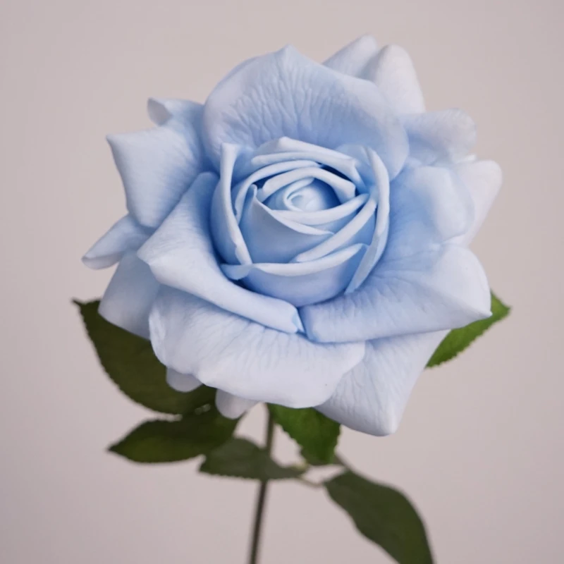 Real Touch Latex Silk Light Sky White Blue Rose 3d Artificial Roses Flowers Faux Real Touch Latex Roses Flower for Home Decor