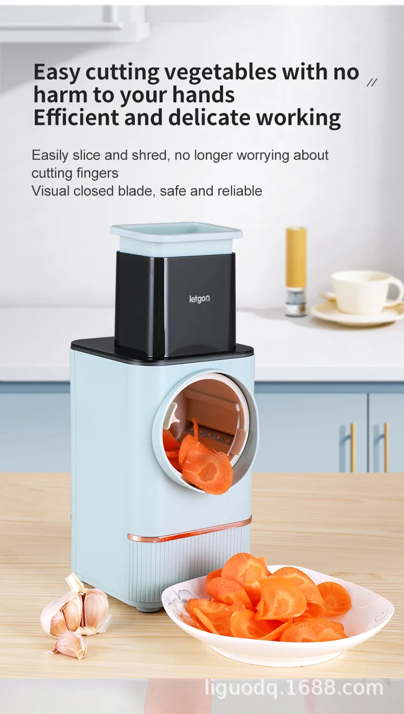 Description Picture 6 of item110V Electric Cheese Grater Veggie Chopper Powerful Salad Maker Detachable Vegetable Slicer Gadget For Home Kitchen Supplies