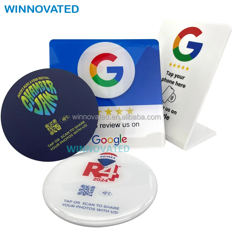 High Quality Google Review RFID Acrylic Restaurant Table Display NFC Stand