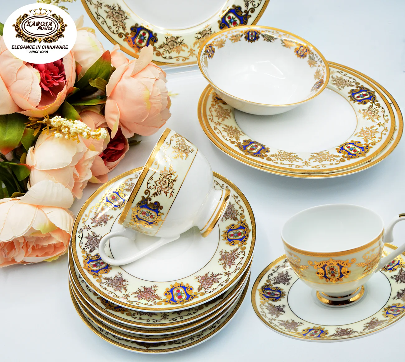 Wholesale High End 69pcs Fine Royal Porcelain Dinnerware Luxury