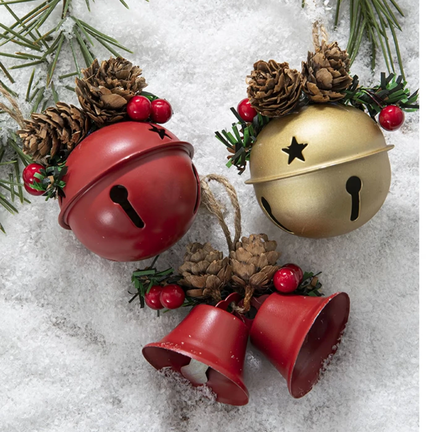 ของตกแต่งคริสต์มาสแบบเรโทร ระฆังจิ้งเกิลโลหะแขวน ระฆังต้นคริสต์มาส พวงระย้าคริสต์มาส ระฆังงานประดิษฐ์คริสต์มาส