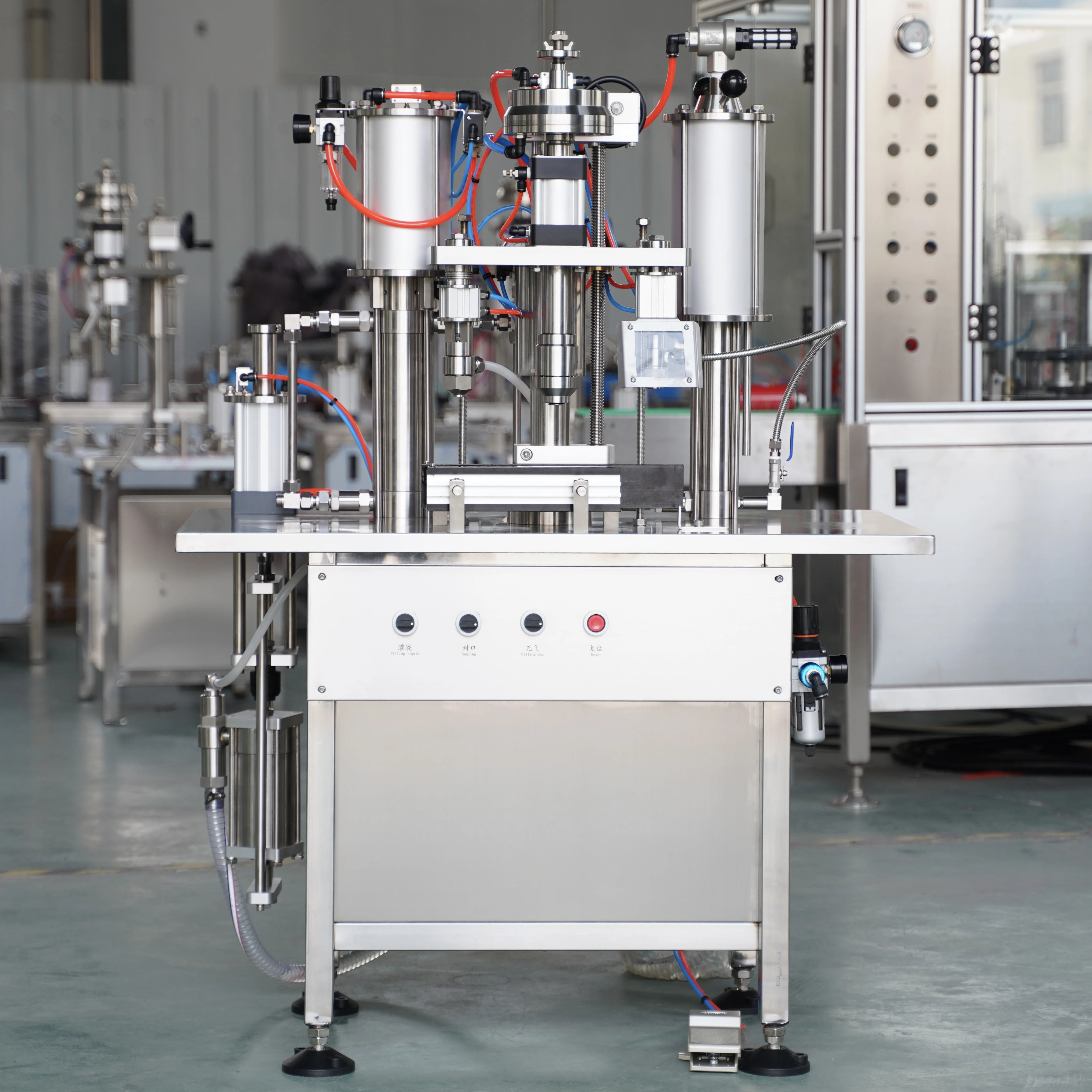 Less Manual Aerosol Filling Machine With CO2 Inert Gas Propellant Filling