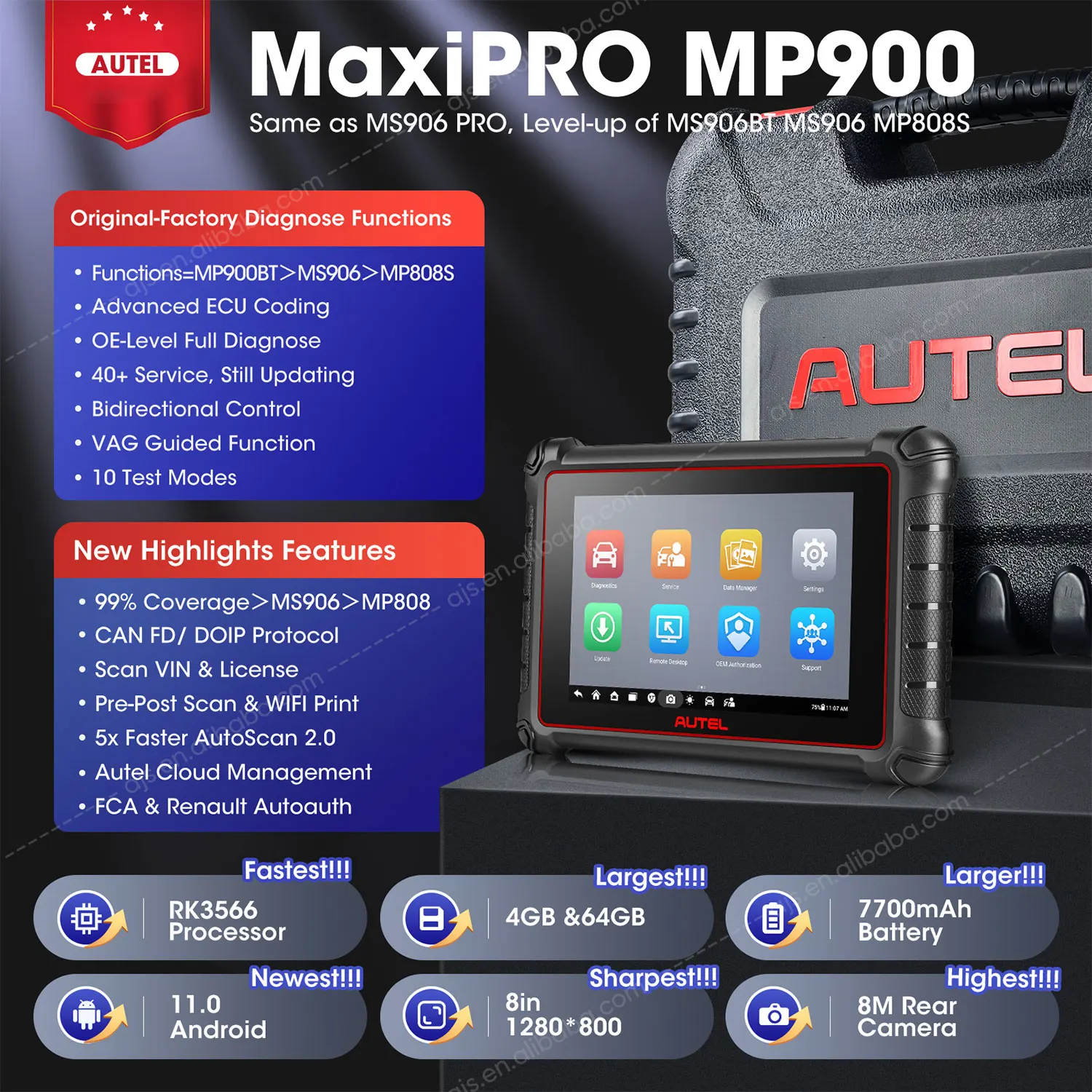 Autel MaxiPRO MP900 Vehicle OBD2 Scanner Tool MP808 MP900E MP808S Professional Universal Altar Full System Car Diagnostic Tools