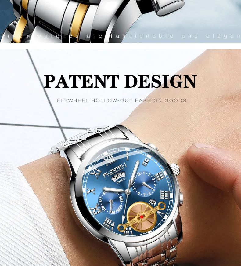 Men Stailness Steel Band Automatic Mechanical Watch Fashion Men Luminous Date Business Wristwatch