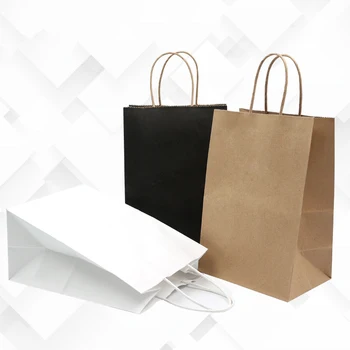 Custom design logo printed kraft paper shopping bag for small product with handle
