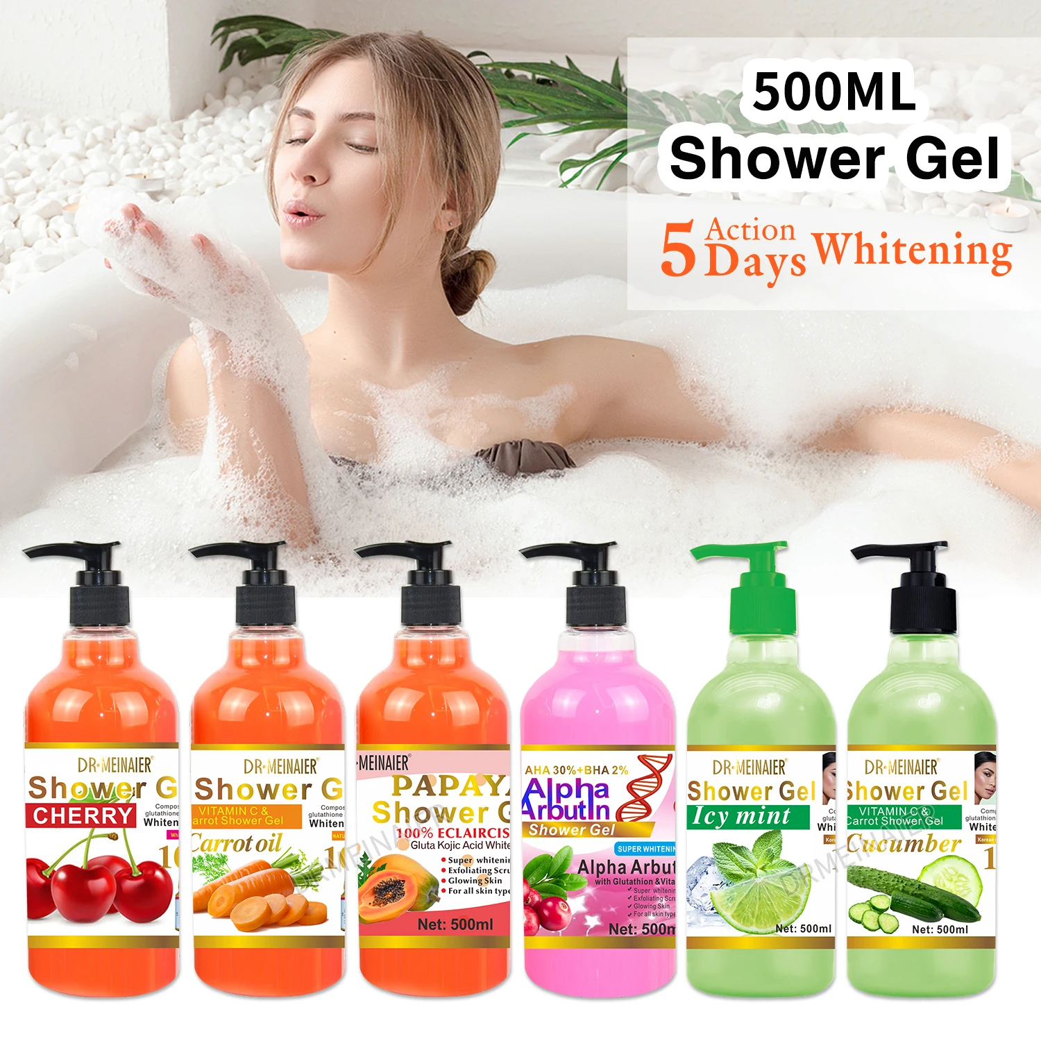 500ml Glutathione Shower Gel - Natural Whitening Body Wash