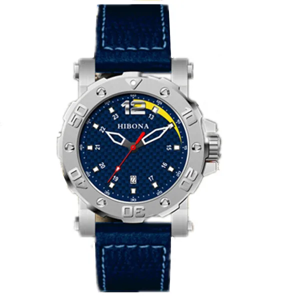 Новые высококачественные механические Автоматические часы с синим кожаным корпусом из нержавеющей стали с кованым Карбоновым циферблатом