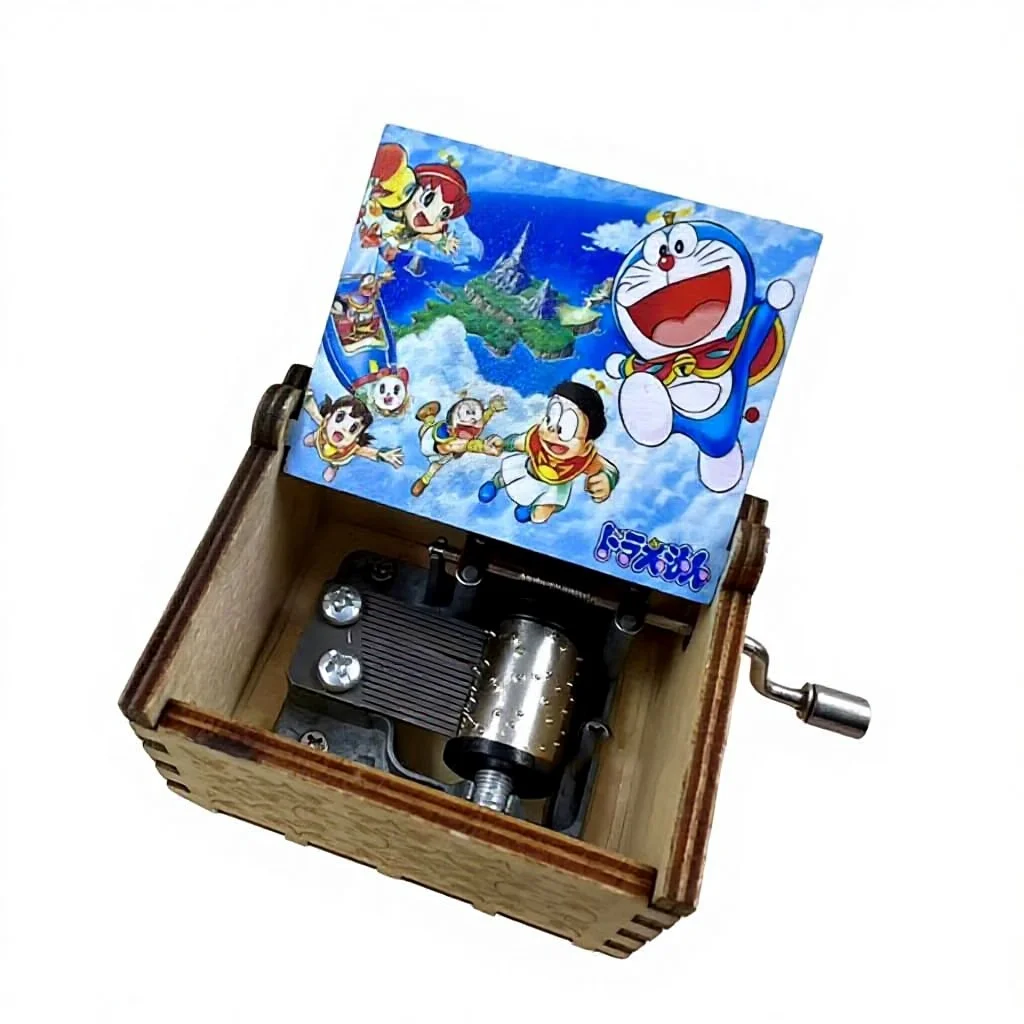 Doraemon Wooden Hand-Cranked Music Box - Custom Engraved Toy