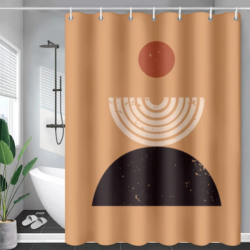 Лидер продаж скандинавские цифровые полиэфирные печатные водонепроницаемые занавески для душа с крючками ванной