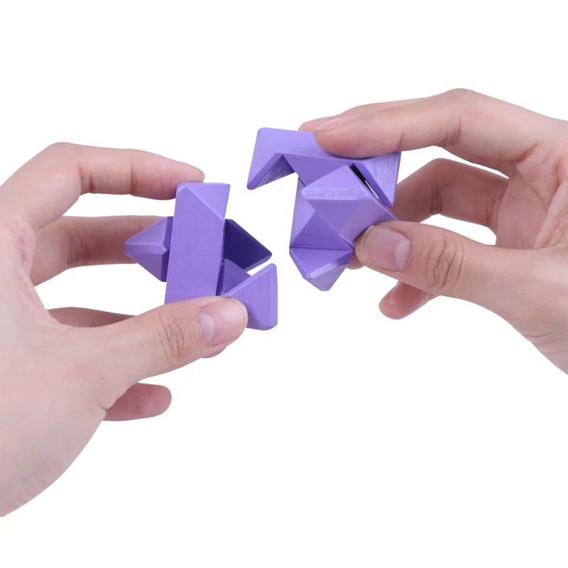 MIMI Size Colorful IQ Brain Teaser Wooden Puzzle Lock Intelligence