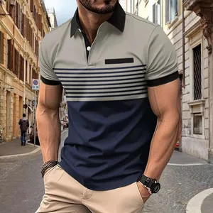2025 Summer Men's New Fashionable Digital Printed Collar Button Short Sleeve