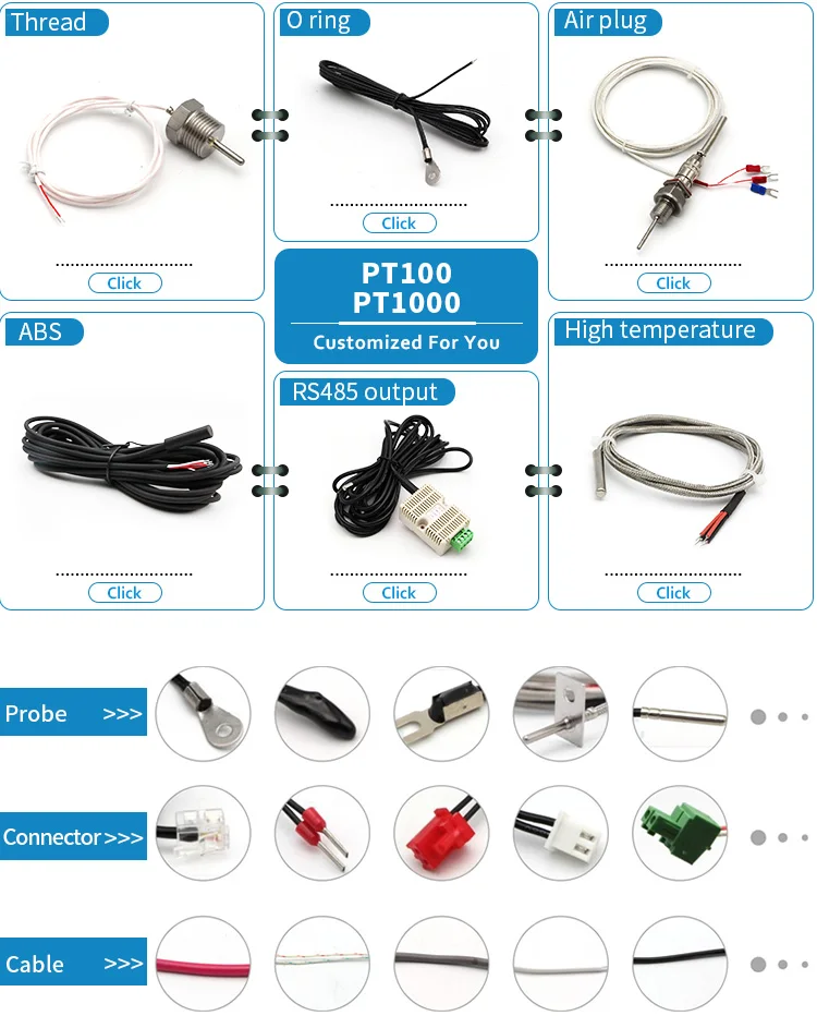 Cold Room Temperature Sensors Pt100 Pt1000 With Ultra Low Temperature
