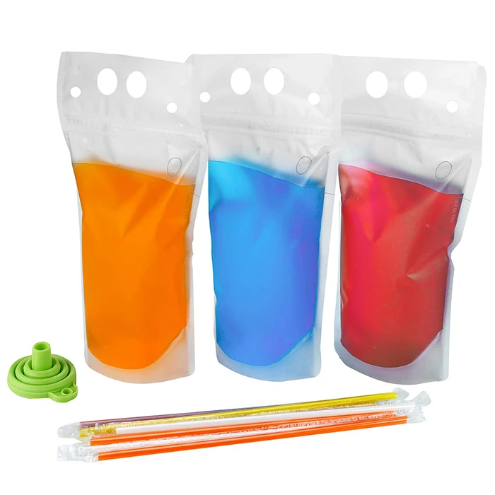 Oem Custom Printed Packaging Packing Spout Plastic Beverage Bags Clear