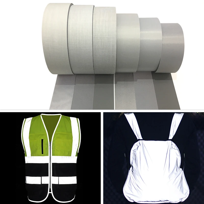 High Visibility Reflective Material for Warning Reflective Polyester Fabric Tape Strip Custom Reflective Webbing for Clothing