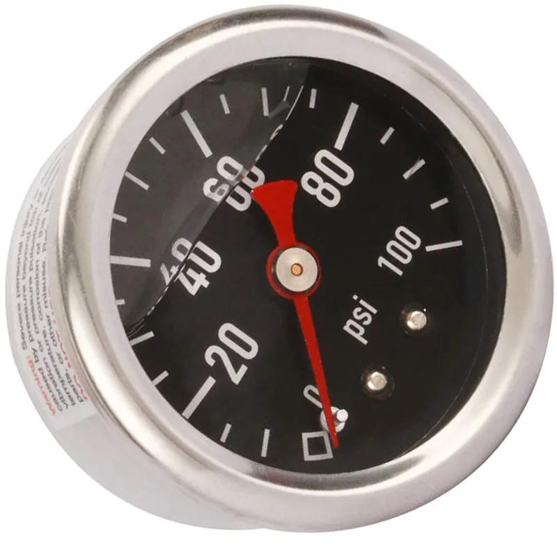 1/8" NPT Center Back Mount Pressure Gauge Stainless Steel 1.5inches 0-100psi Bourdon Tube Pressure Gauge