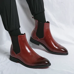 Factory Wholesale Classic Design Red Bottom Shoes Size 38-46/6.5-12 Ankle Fashion Leather Men Chelsea Boots