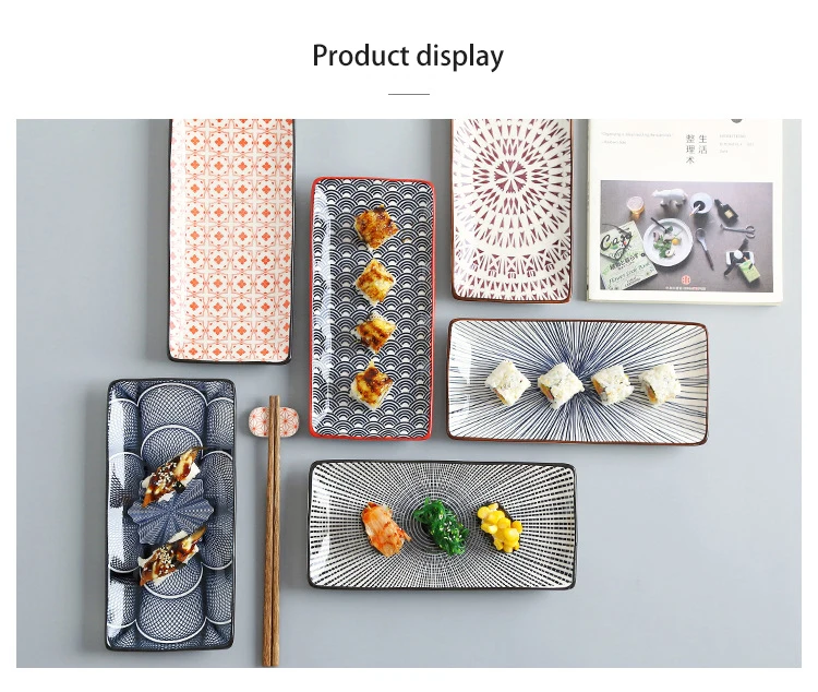 Taohui Ceramic Snack Dish Sushi Dishes Ceramic Sushi Tray Porcelain Sushi Snack Ceramic Plates factory