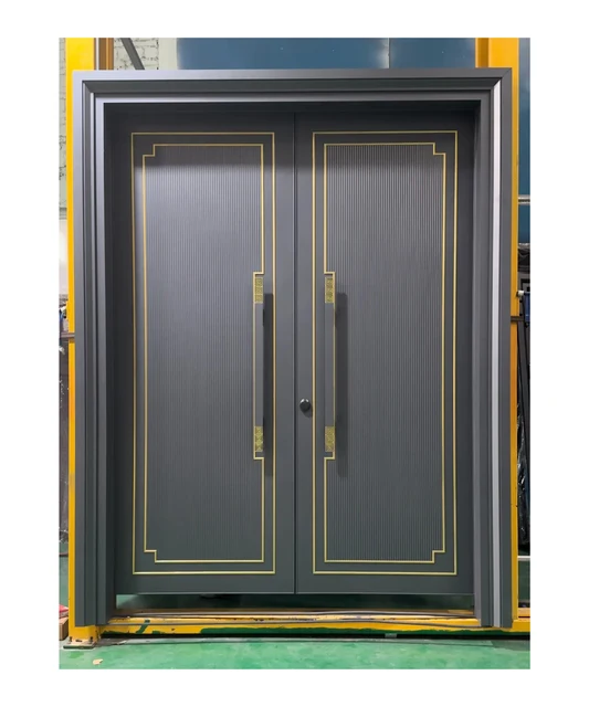 Modern Design 95 Aluminum Alloy Glass Wooden Entry Doors Broken Bridge Style for Apartment Exterior & Interior Chinese Villas