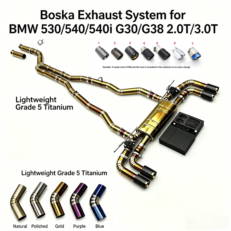 Titanium Catback Muffler For BMW 530 / 540 / 540I G30 / G38 2.0T / 3.0T B48 2017-2024 Lightweight
